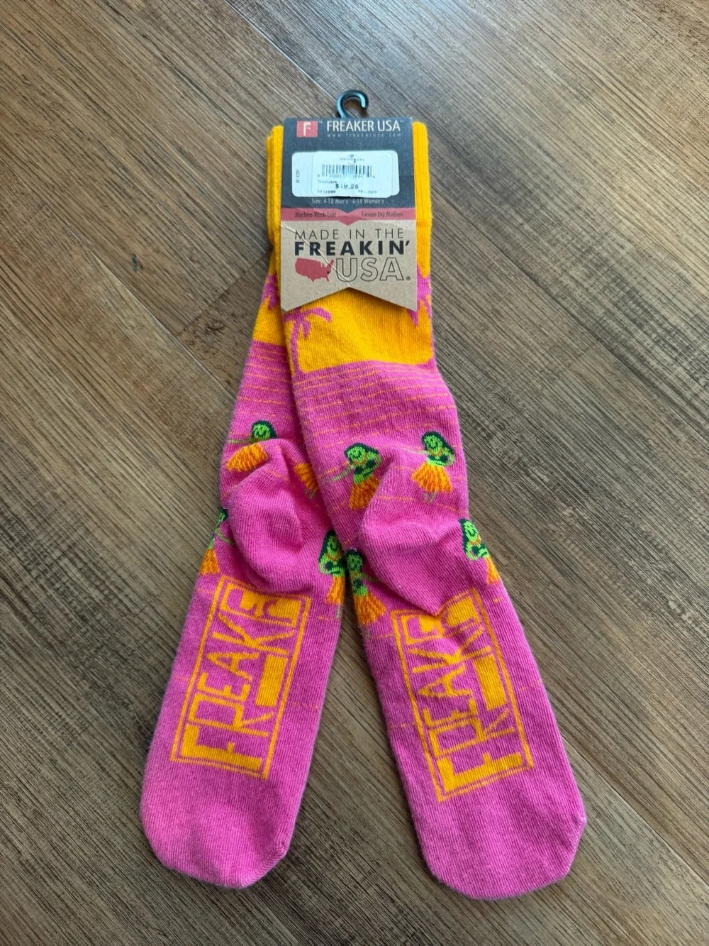 Women’s 'Trop Pickle' Yellow & Pink Novelty Socks